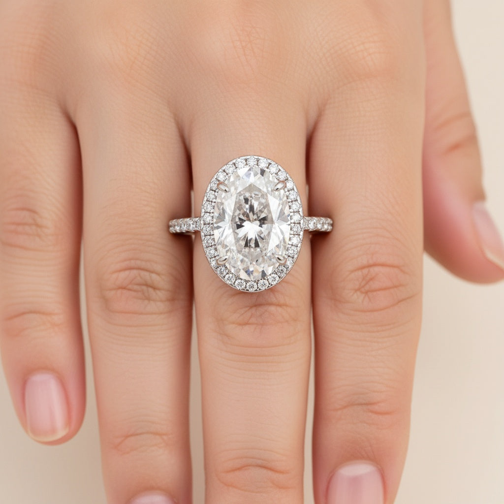 Aurevyn 4.0 Ct Oval Cut Halo White Gold Engagement Ring