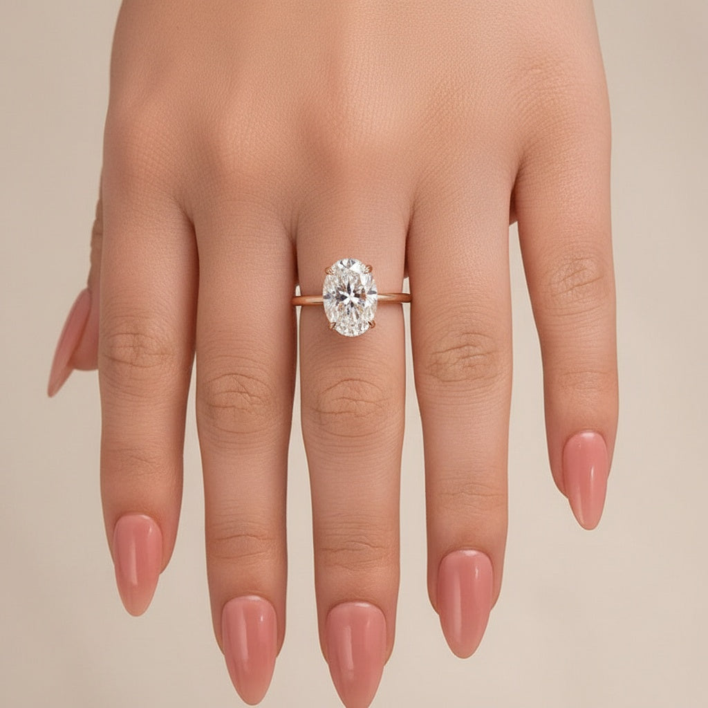 Aurevyn 4.0 Ct Oval Cut Rose Gold Promise Ring For Women