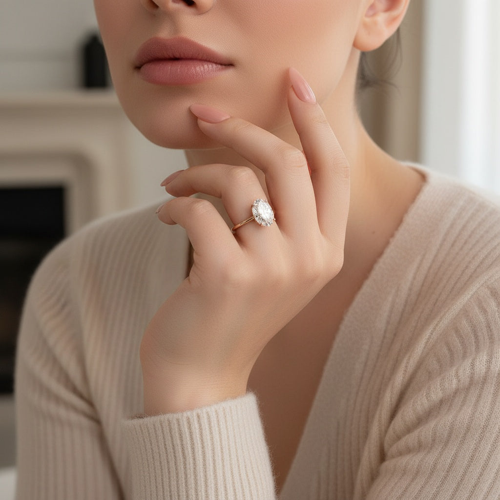 Aurevyn 4.0 Ct Oval Cut Rose Gold Promise Ring For Women