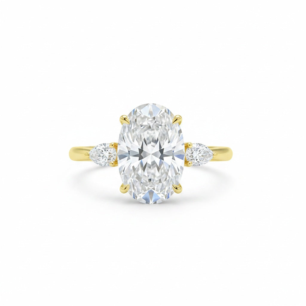 Aurevyn 4.0 Ct Oval Cut Yellow Gold Promise Ring