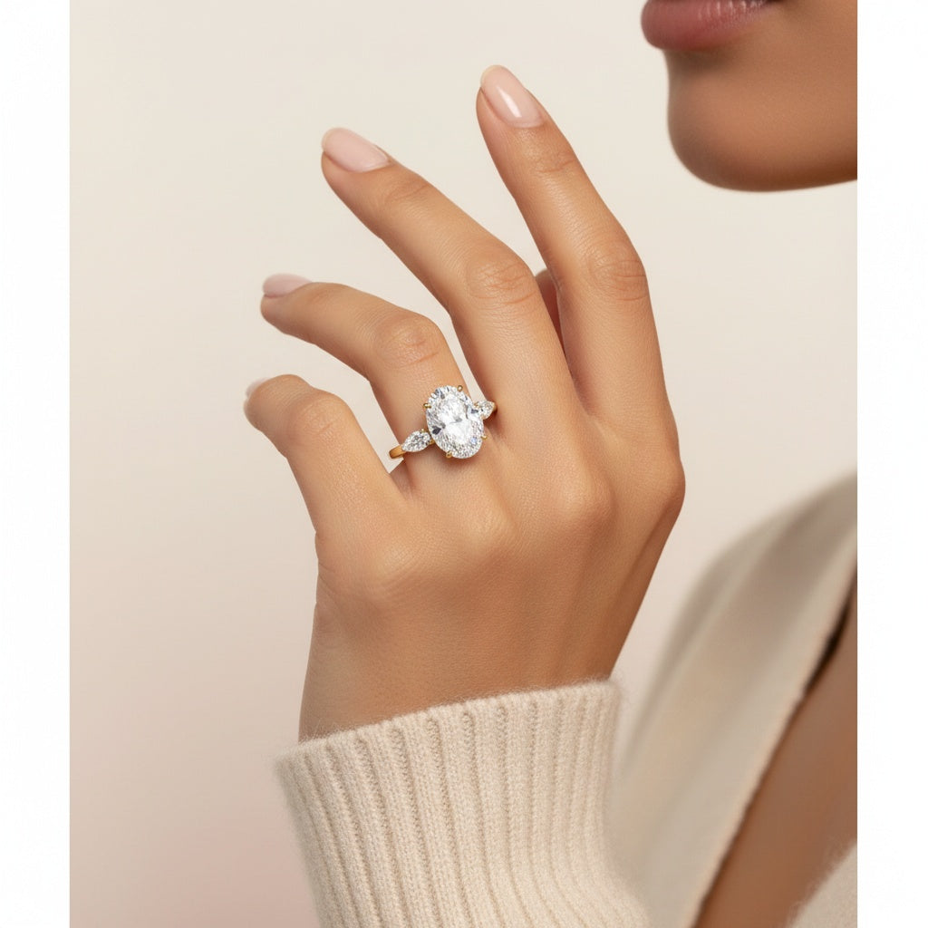 Aurevyn 4.0 Ct Oval Cut Yellow Gold Promise Ring
