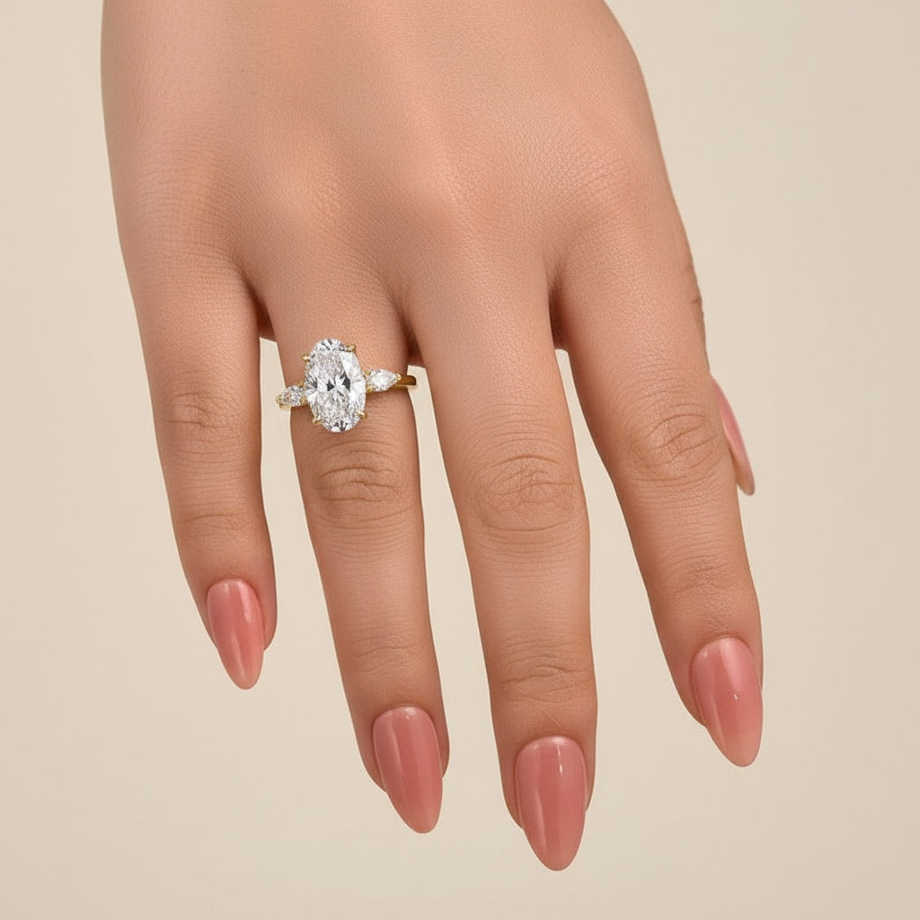 Aurevyn 4.0 Ct Oval Cut Yellow Gold Promise Ring