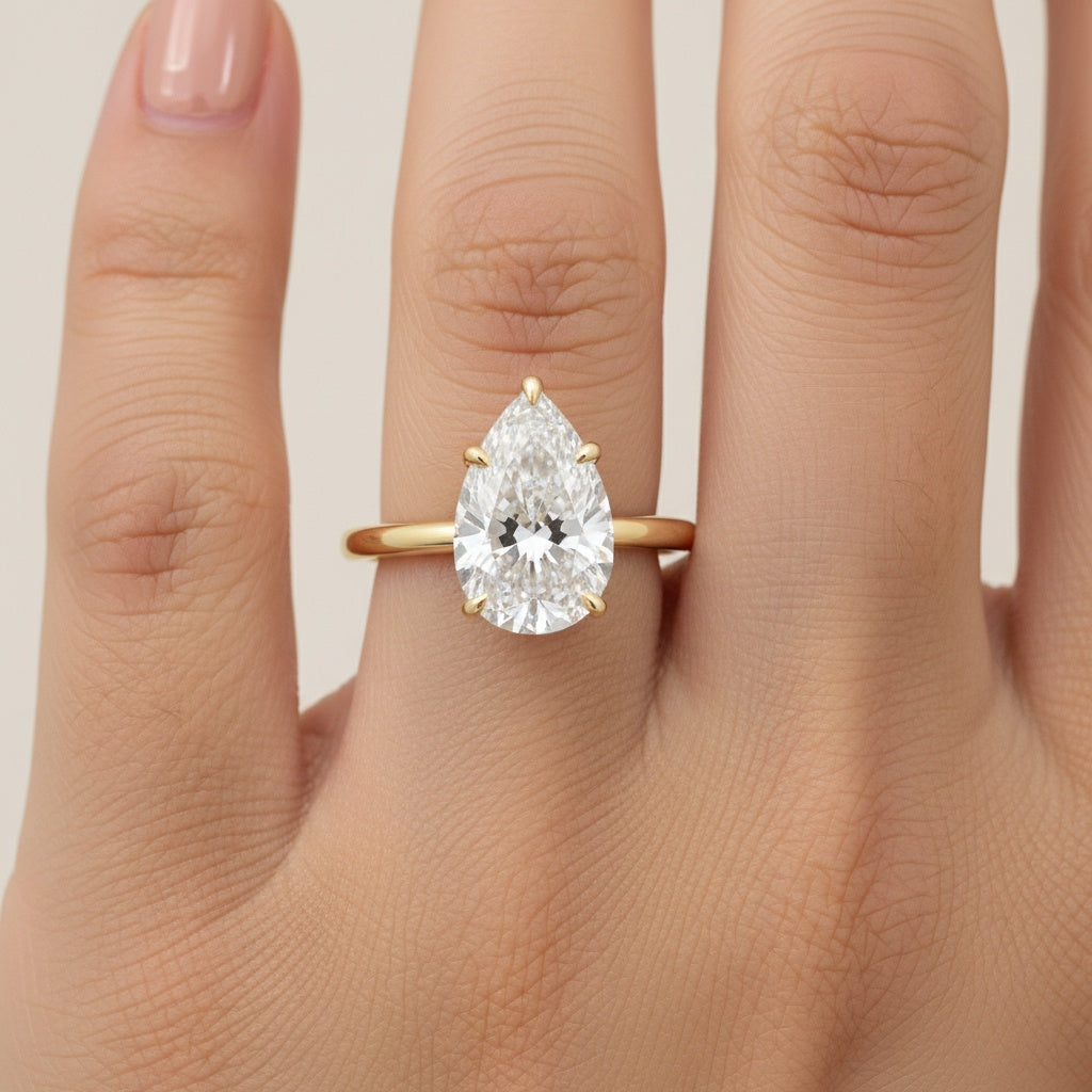 Aurevyn 4.0 Ct Pear Cut Yellow Gold Engagement Ring For Women