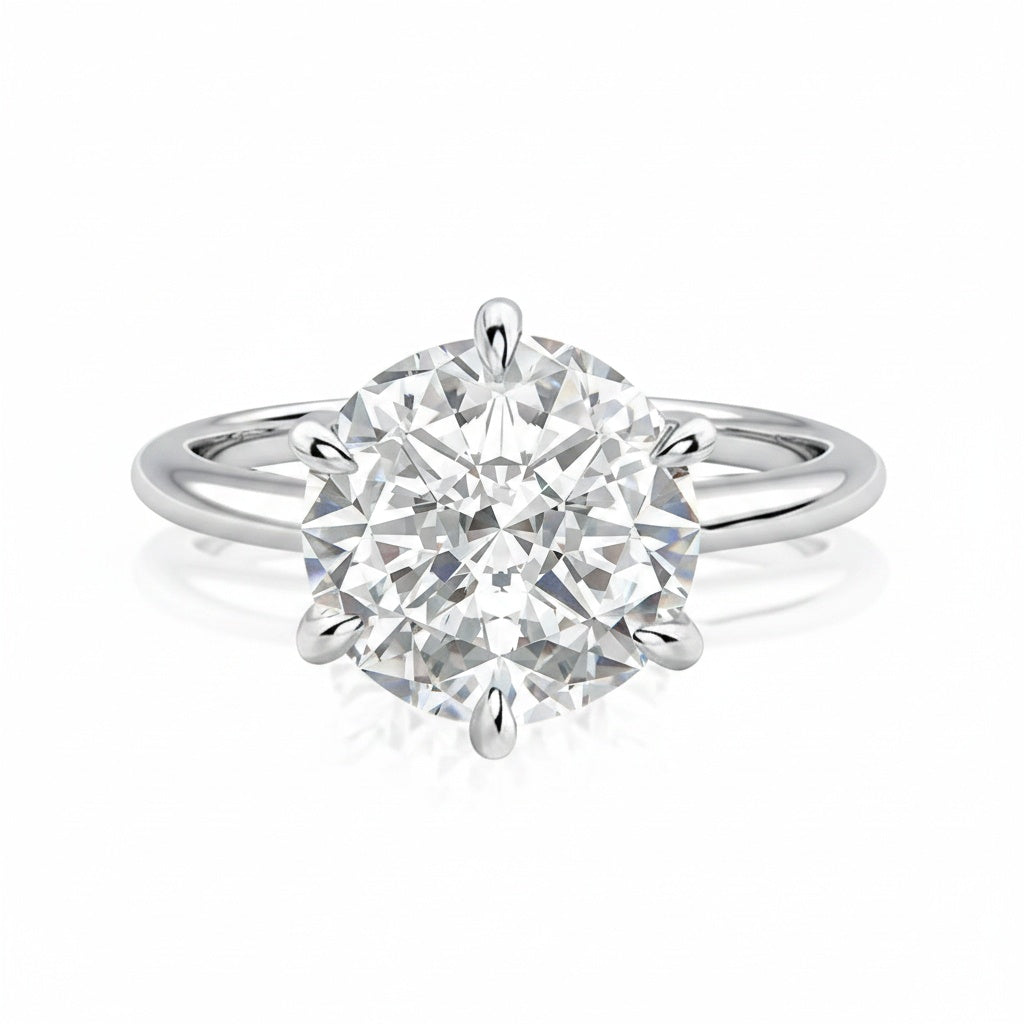 Aurevyn 4.0 Ct Round Cut 6 Prong Engagement Ring For Women