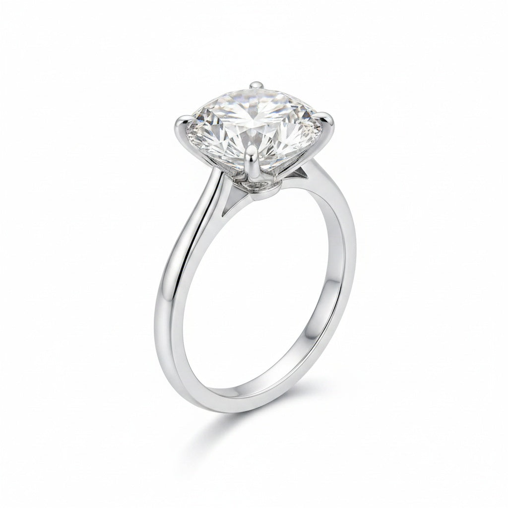 Aurevyn 4.0 Ct Round Cut 6 Prong Engagement Ring For Women