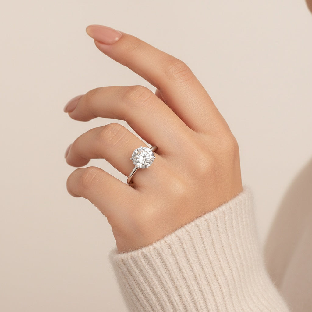 Aurevyn 4.0 Ct Round Cut 6 Prong Engagement Ring For Women
