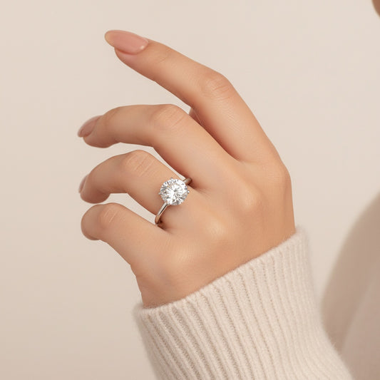 Aurevyn 4.0 Ct Round Cut 6 Prong Engagement Ring For Women