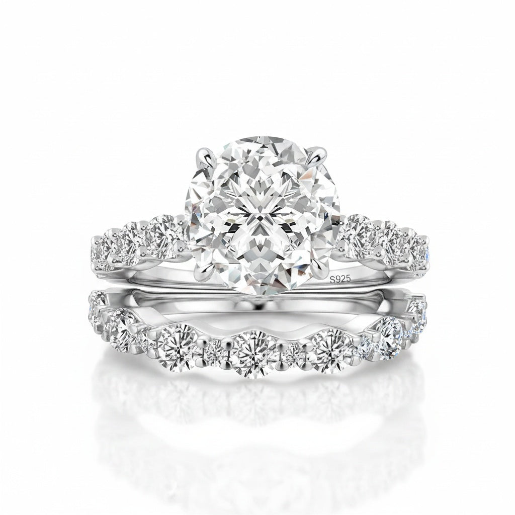 Aurevyn 4.0 Ct Round Cut Engagement Ring With Round Cut Wedding Band Wedding Ring Set