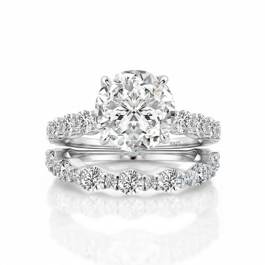 Aurevyn 4.0 Ct Round Cut Engagement Ring With Round Cut Wedding Band Wedding Ring Set