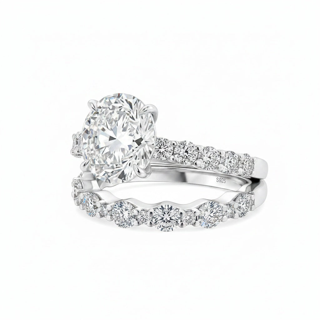 Aurevyn 4.0 Ct Round Cut Engagement Ring With Round Cut Wedding Band Wedding Ring Set
