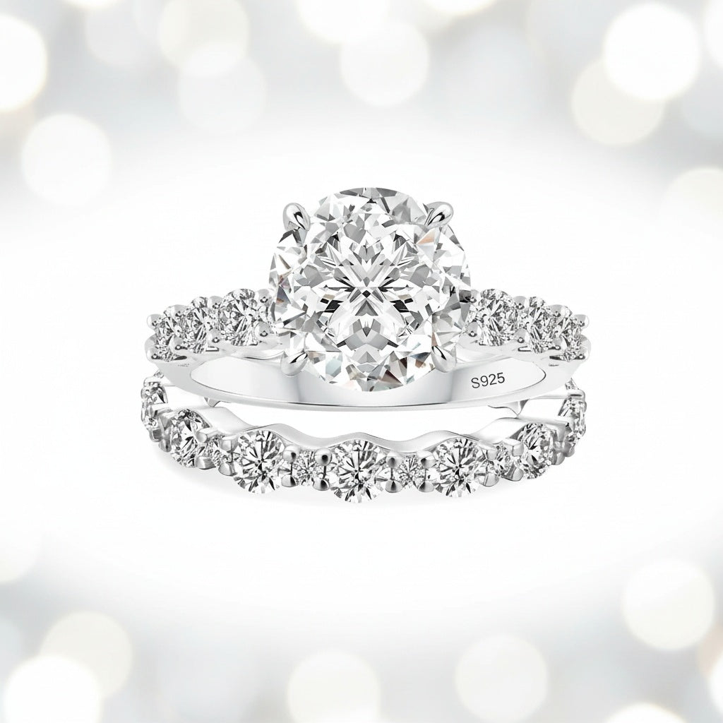 Aurevyn 4.0 Ct Round Cut Engagement Ring With Round Cut Wedding Band Wedding Ring Set