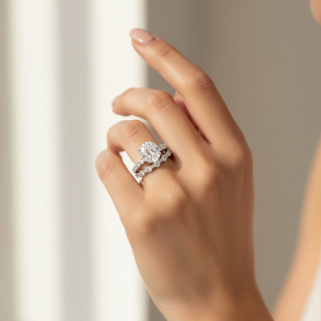 Aurevyn 4.0 Ct Round Cut Engagement Ring With Round Cut Wedding Band Wedding Ring Set