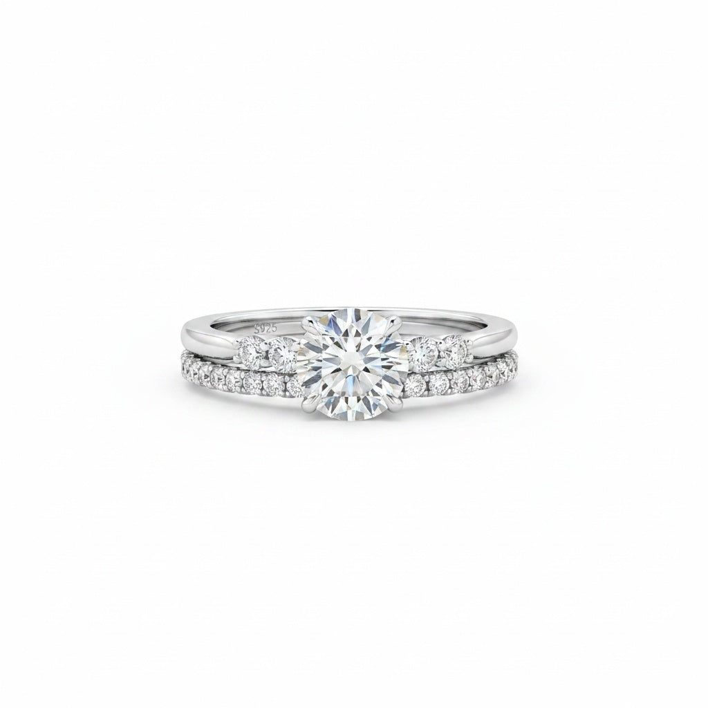 Aurevyn 4.0 Ct Round Cut White Gold Moissanite Diamond Wedding Ring