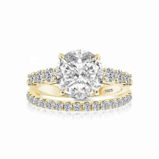 Aurevyn 4.0 Ct Round Cut Yellow Gold Moissanite Diamond Wedding Ring