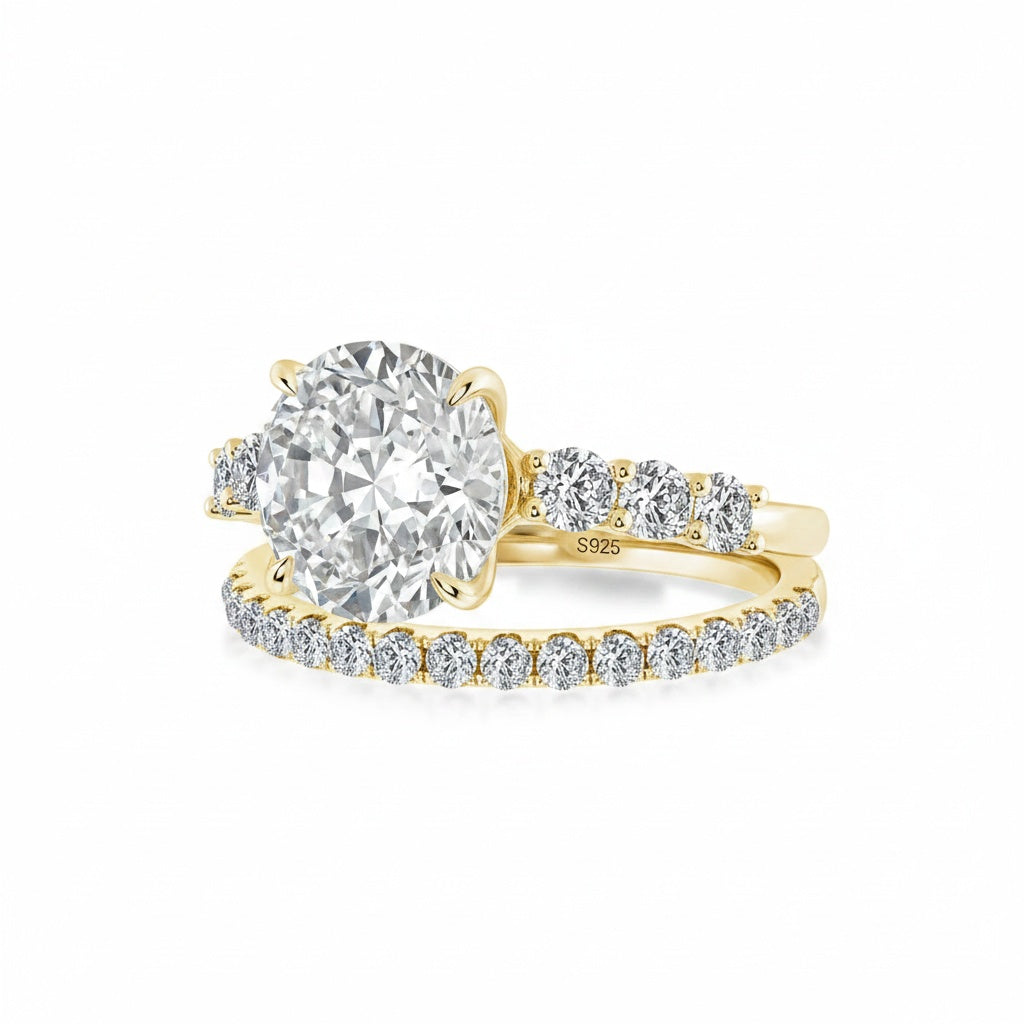 Aurevyn 4.0 Ct Round Cut Yellow Gold Moissanite Diamond Wedding Ring