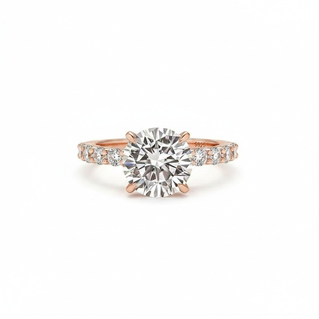 Aurevyn 4.0 Ct Round Rose Gold Engagement Ring