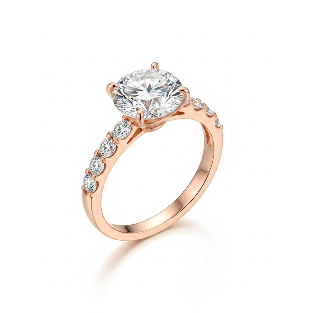 Aurevyn 4.0 Ct Round Rose Gold Engagement Ring