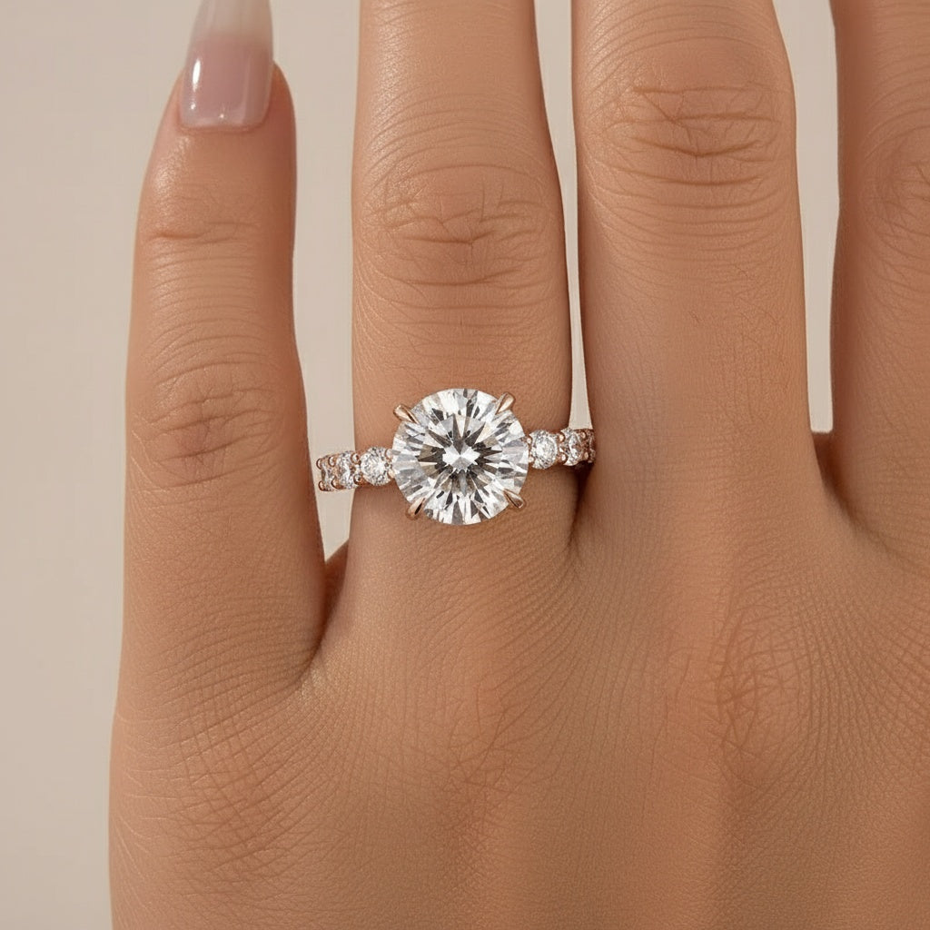 Aurevyn 4.0 Ct Round Rose Gold Engagement Ring