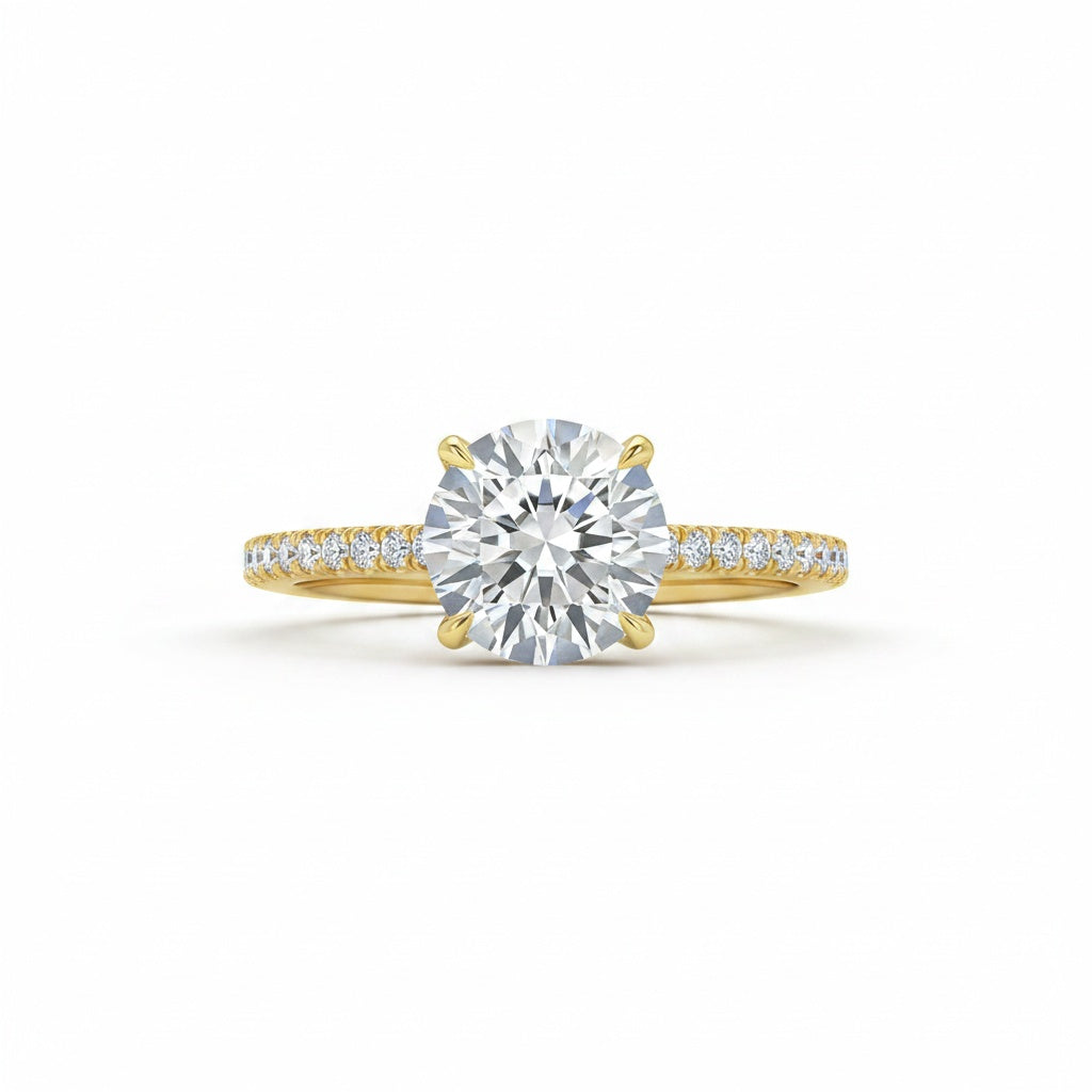 Aurevyn 4.0 Ct Round Yellow Gold Engagement Ring
