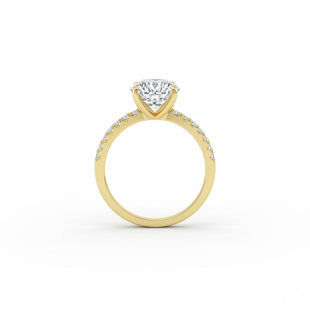 Aurevyn 4.0 Ct Round Yellow Gold Engagement Ring
