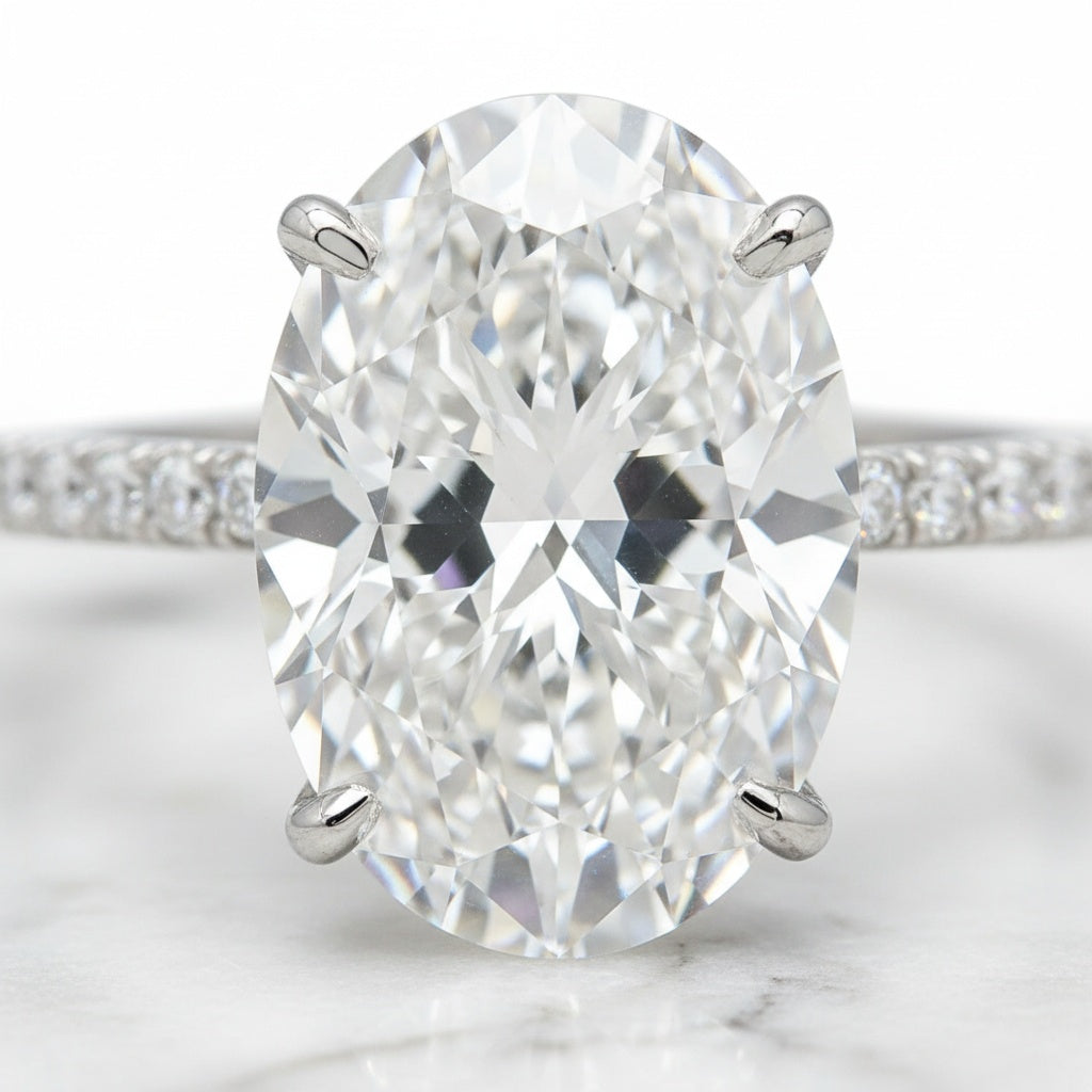 Aurevyn 4.0Ct Oval Cut Engagement Ring With Green & White Round Cut Wedding Band