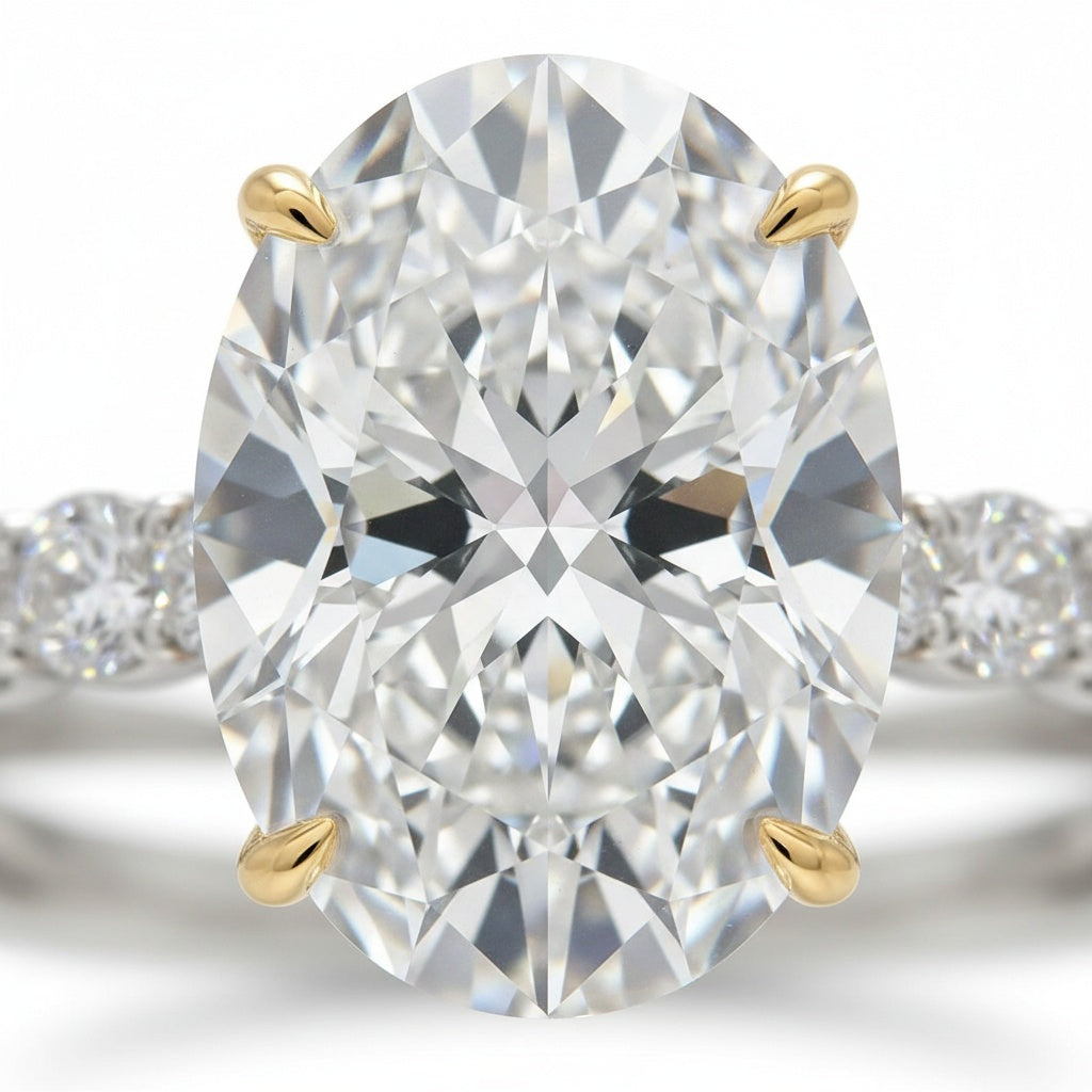 Aurevyn 4.0Ct Oval Cut Engagement Ring With Round Cut Wedding Band Wedding Ring Set