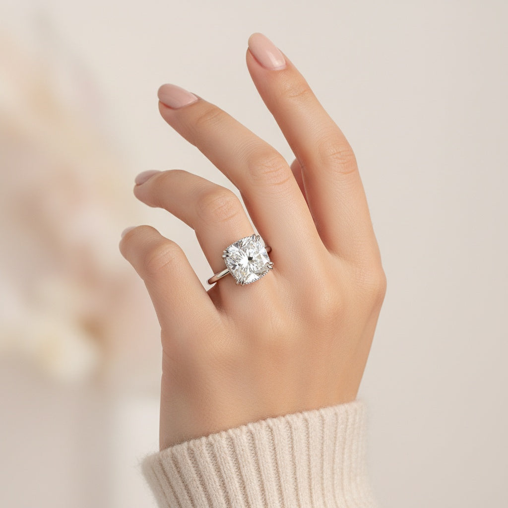 Aurevyn 4.5 Ct Cushion Cut White Gold Engagement Ring