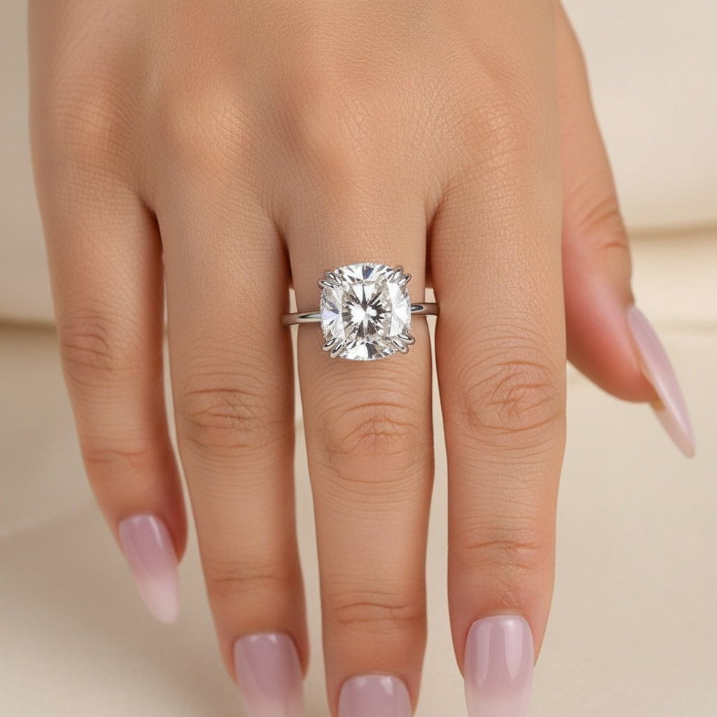 Aurevyn 4.5 Ct Cushion Cut White Gold Engagement Ring