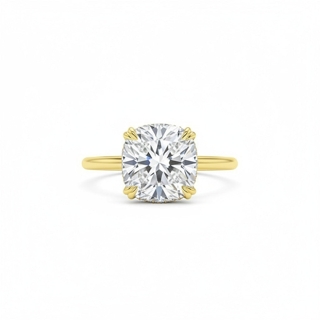 Aurevyn 4.5 Ct Cushion Cut Yellow Gold Engagement Ring