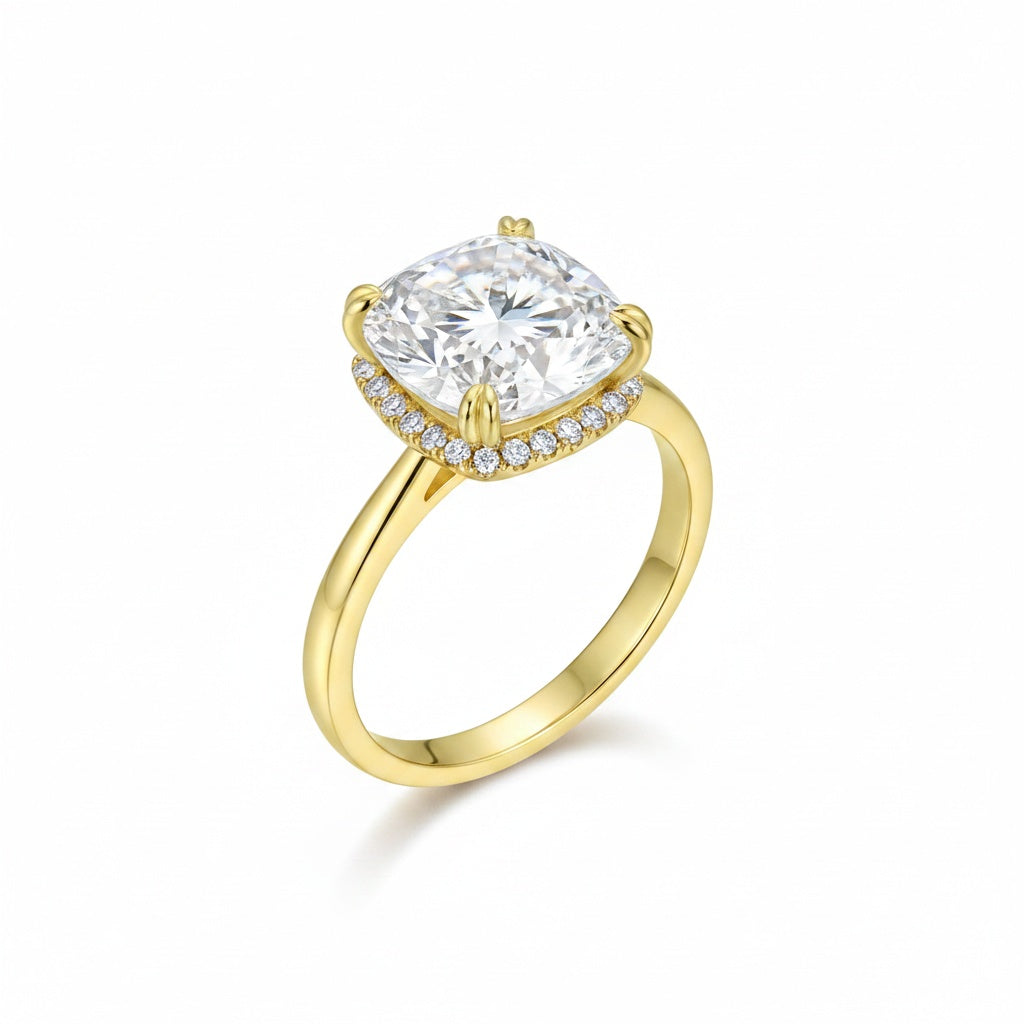 Aurevyn 4.5 Ct Cushion Cut Yellow Gold Engagement Ring
