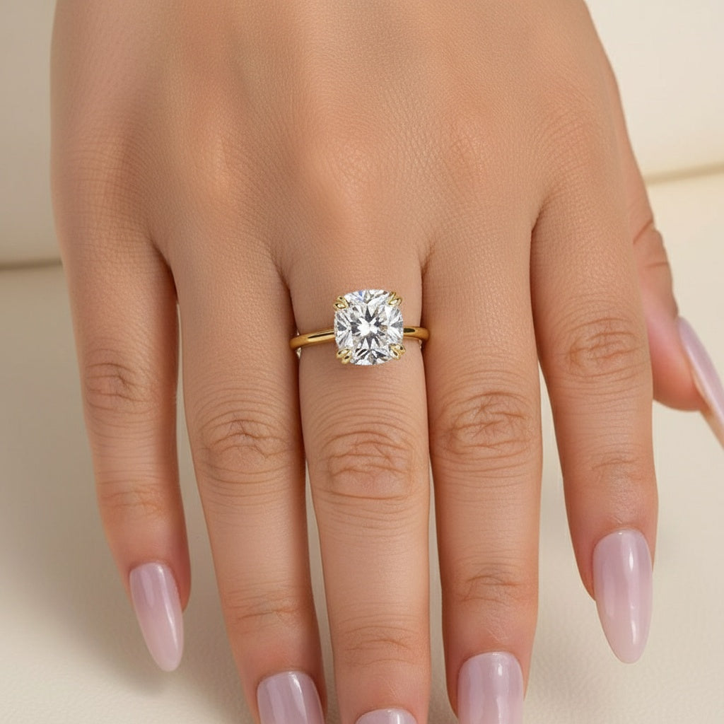 Aurevyn 4.5 Ct Cushion Cut Yellow Gold Engagement Ring