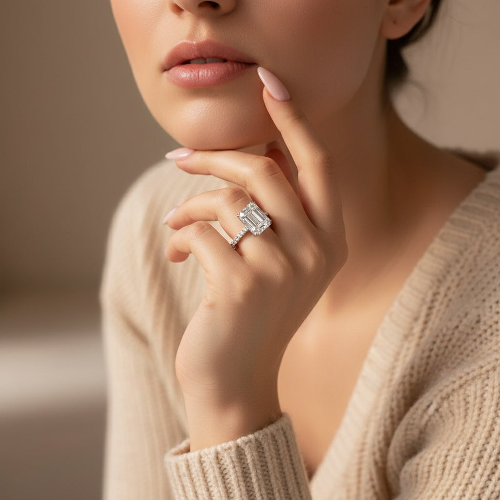 Aurevyn 4.5 Ct Emerald Cut Engagement Ring For Women