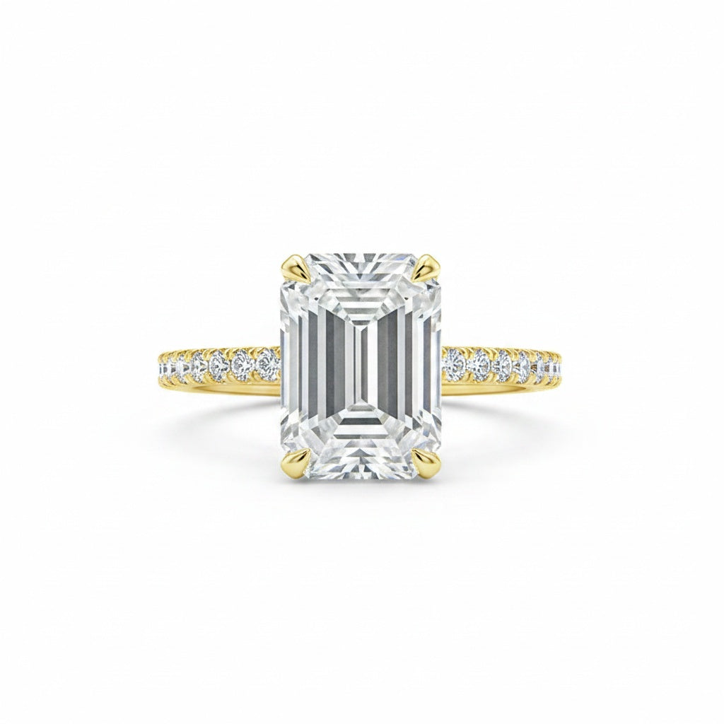 Aurevyn 4.5 Ct Emerald Cut Yellow Gold Engagement Ring