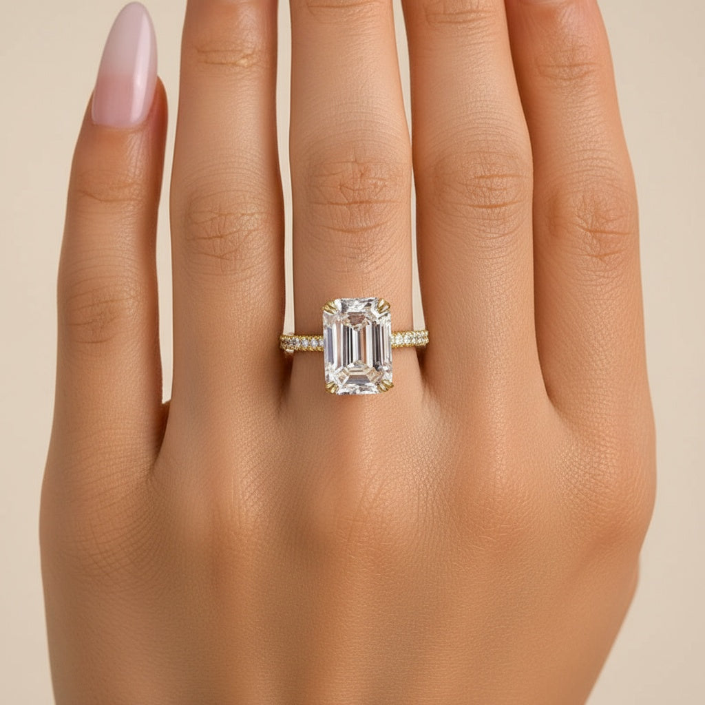 Aurevyn 4.5 Ct Emerald Cut Yellow Gold Engagement Ring