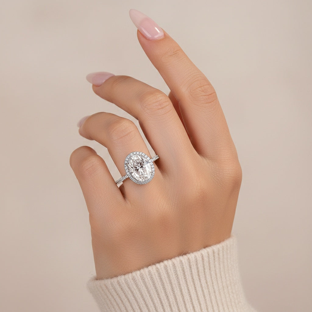 Aurevyn 4.5 Ct Oval White Gold Promise Ring