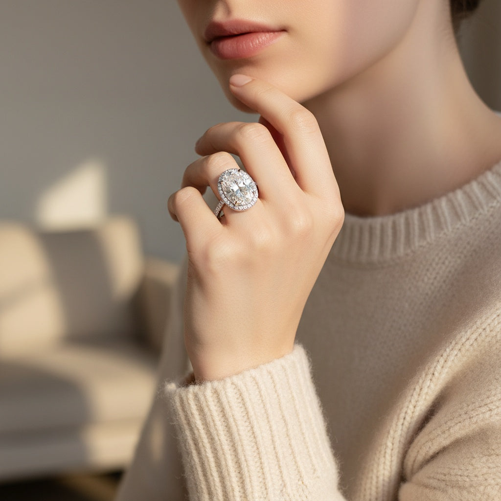 Aurevyn 4.5 Ct Oval White Gold Promise Ring