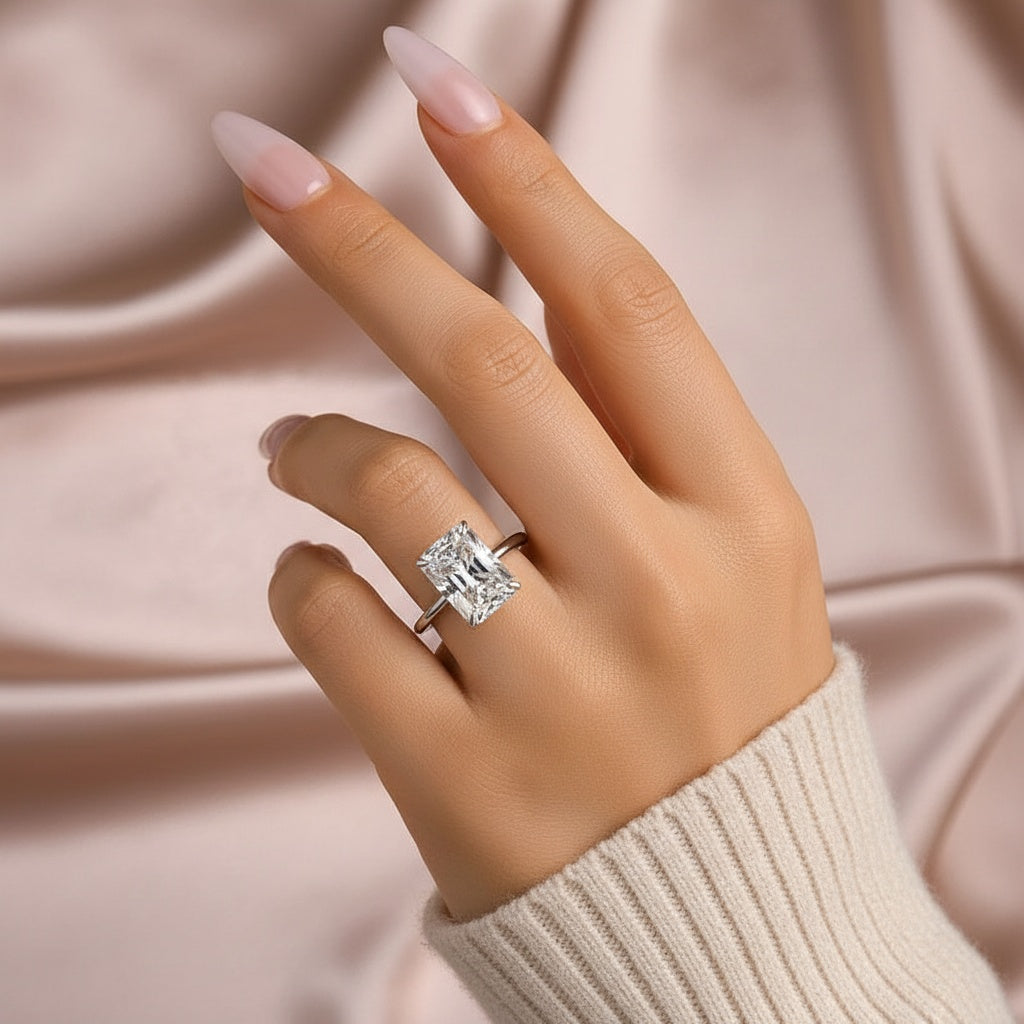 Aurevyn 4.5 Ct Radiant Cut White Gold Engagement Ring