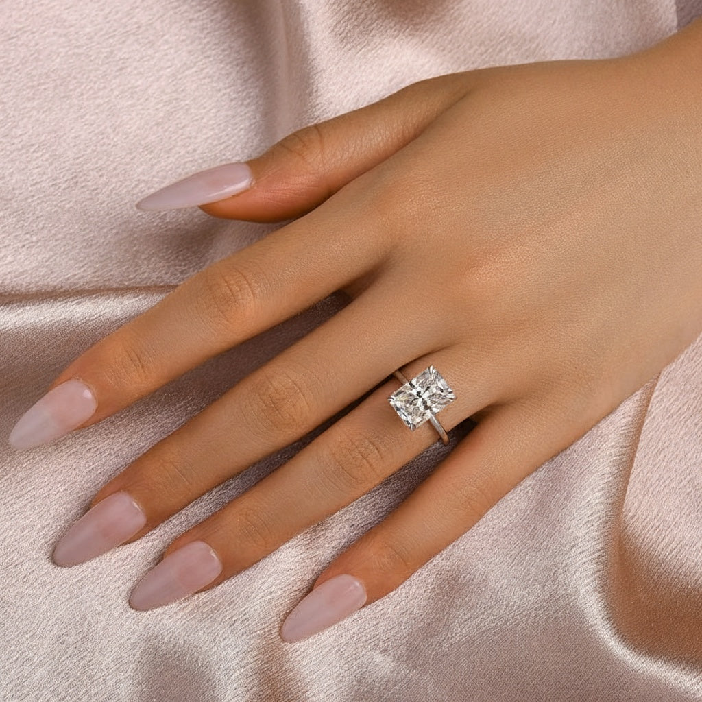 Aurevyn 4.5 Ct Radiant Cut White Gold Engagement Ring