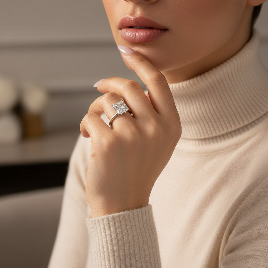 Aurevyn 4.5 Ct Radiant Cut White Gold Engagement Ring