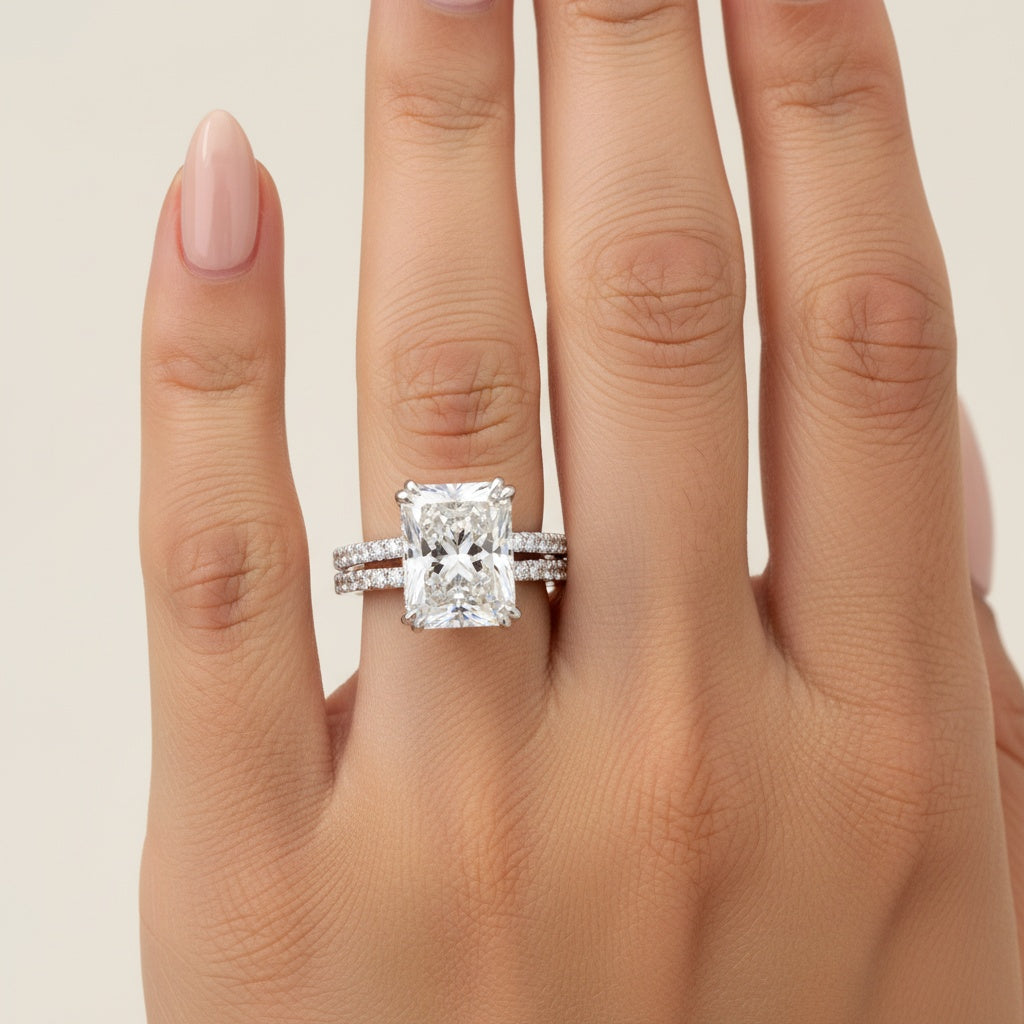 Aurevyn 4.5 Ct Radiant Cut White Gold Wedding Ring For Women