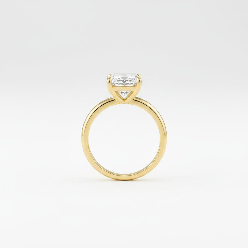 Aurevyn 4.5 Ct Radiant Cut Yellow Gold Wedding Ring Set with Wide Band