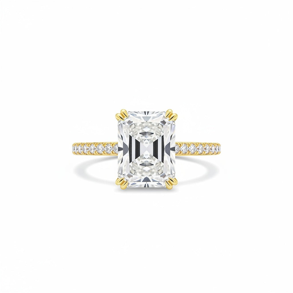 Aurevyn 4.5 Ct/3.0Ct Radiant Cut Yellow Gold Engagement Ring For Women