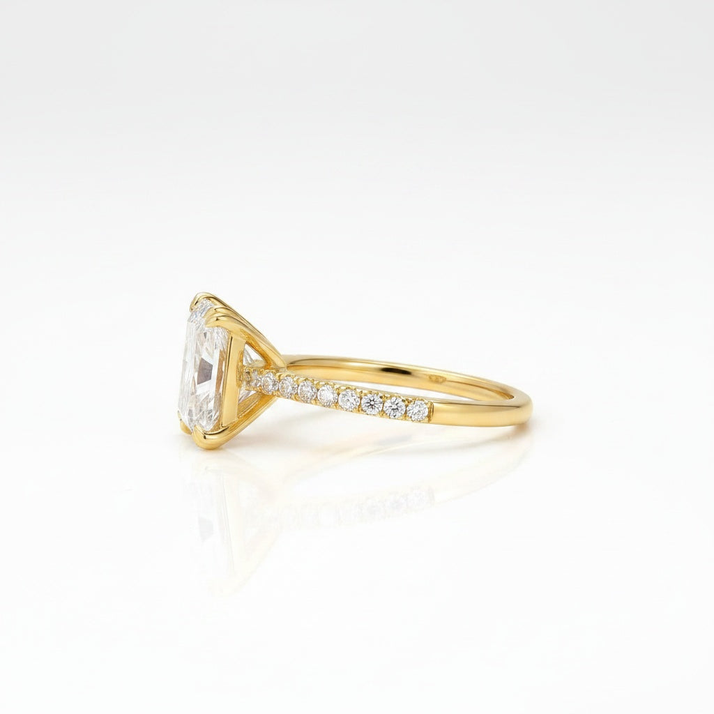 Aurevyn 4.5 Ct/3.0Ct Radiant Cut Yellow Gold Engagement Ring For Women
