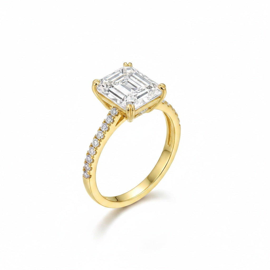 Aurevyn 4.5 Ct/3.0Ct Radiant Cut Yellow Gold Engagement Ring For Women