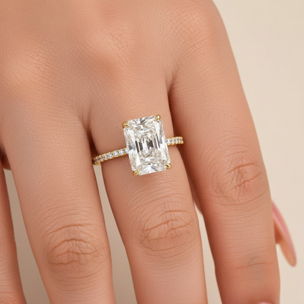 Aurevyn 4.5Ct Radiant Cut Yellow Gold Travel Promise Ring