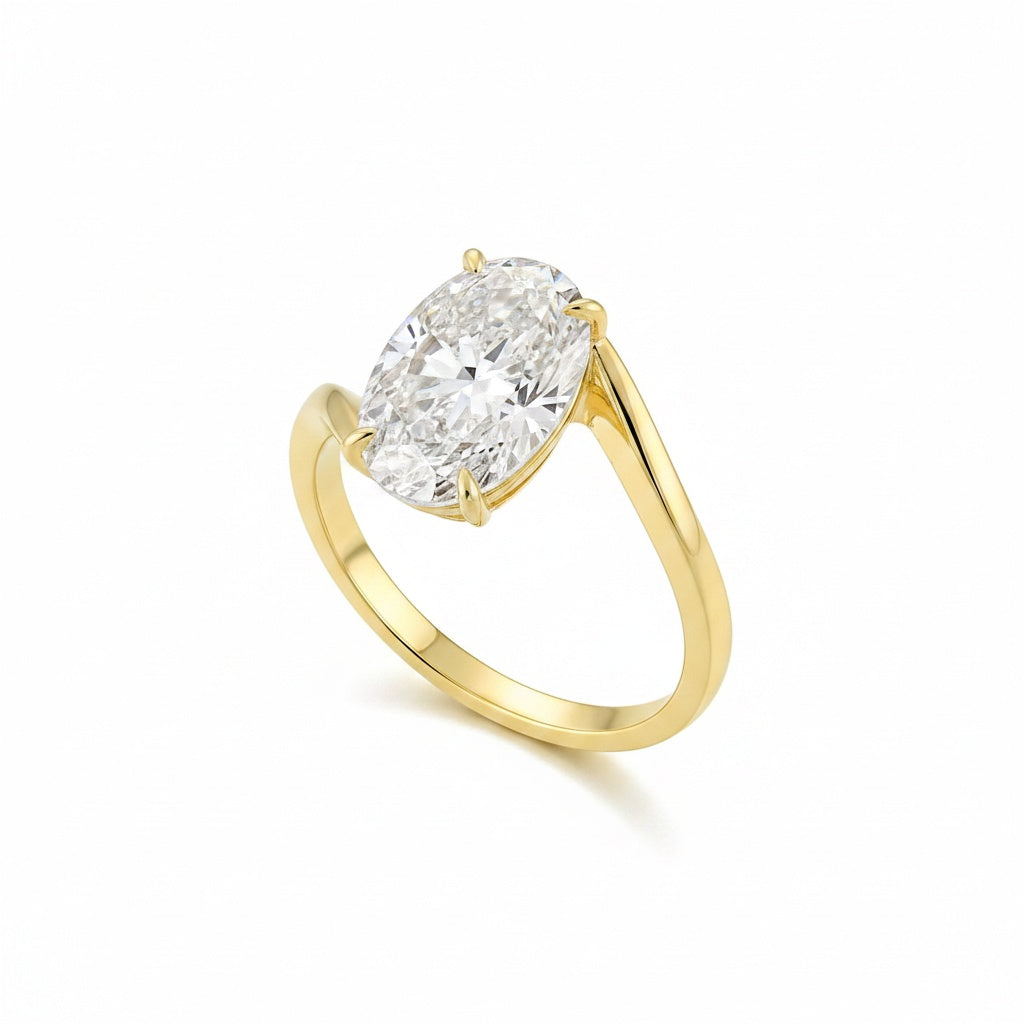 Aurevyn Bypass 2.0Ct/5.5 Ct Oval Cut Solitaire Engagement Ring In 925 Sterling Silver