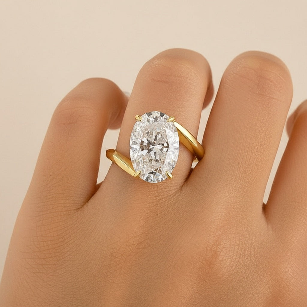 Aurevyn Bypass 2.0Ct/5.5 Ct Oval Cut Solitaire Engagement Ring In 925 Sterling Silver
