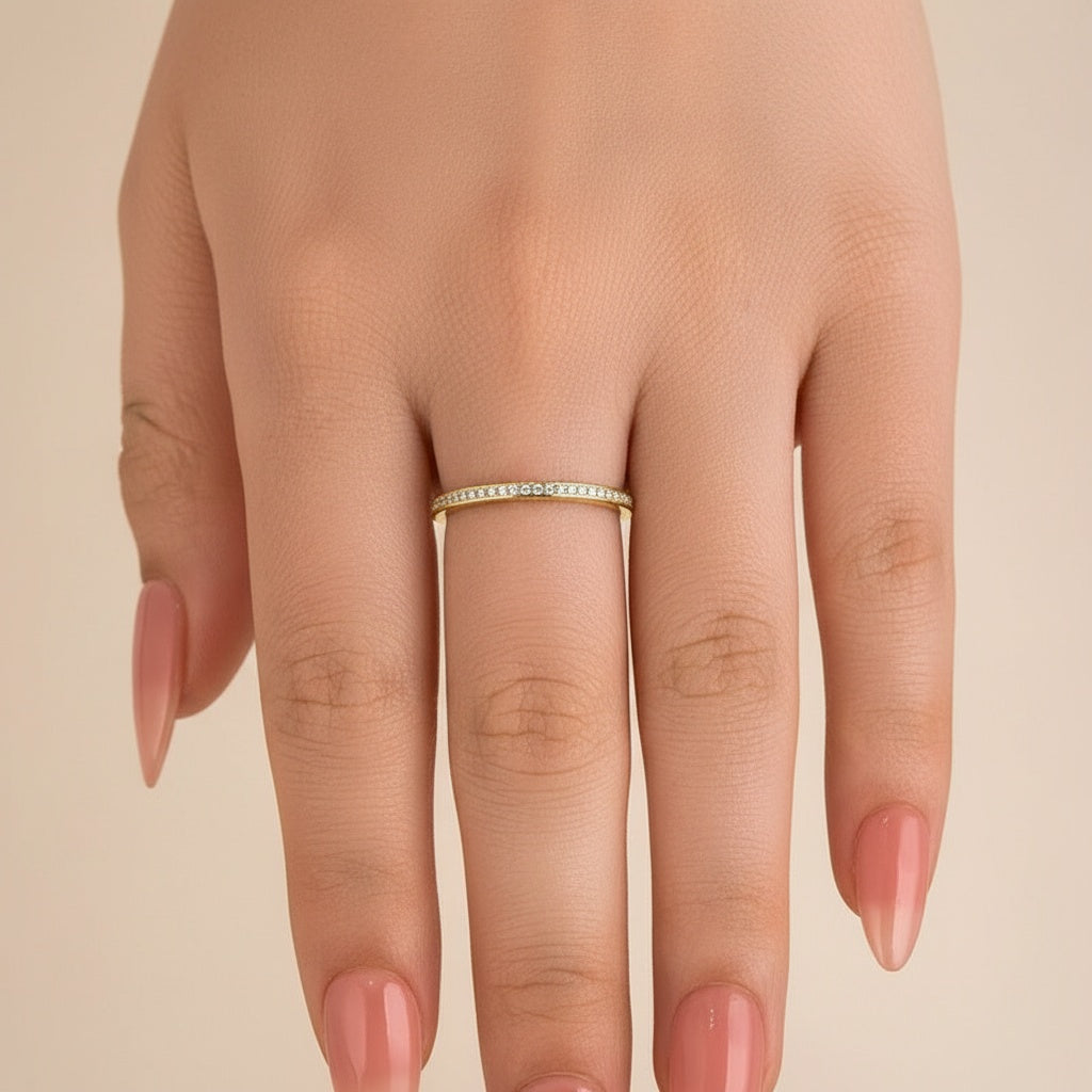 Aurevyn Channel Set Eternity Moissanite Diamond Wedding Band