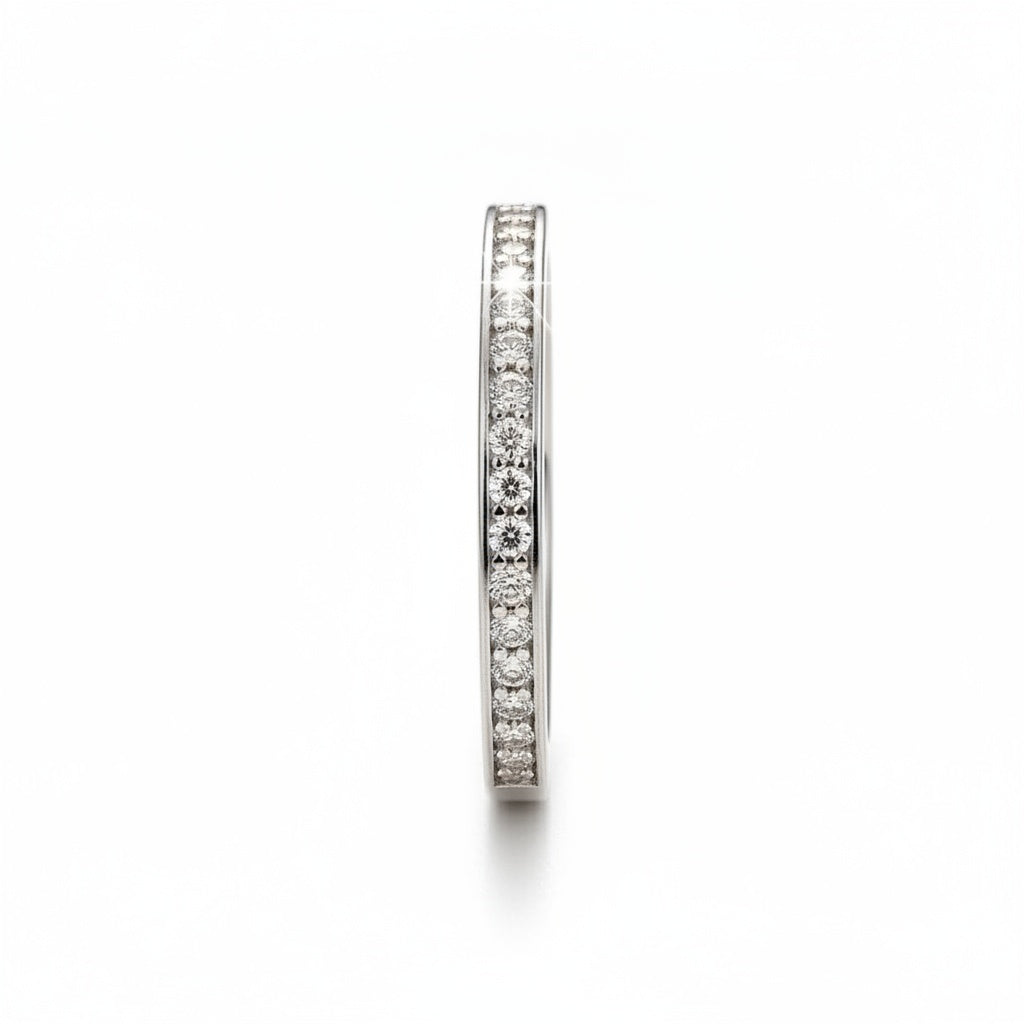 Aurevyn Channel Set Round Cut Wedding Ring In 925 Sterling Silver
