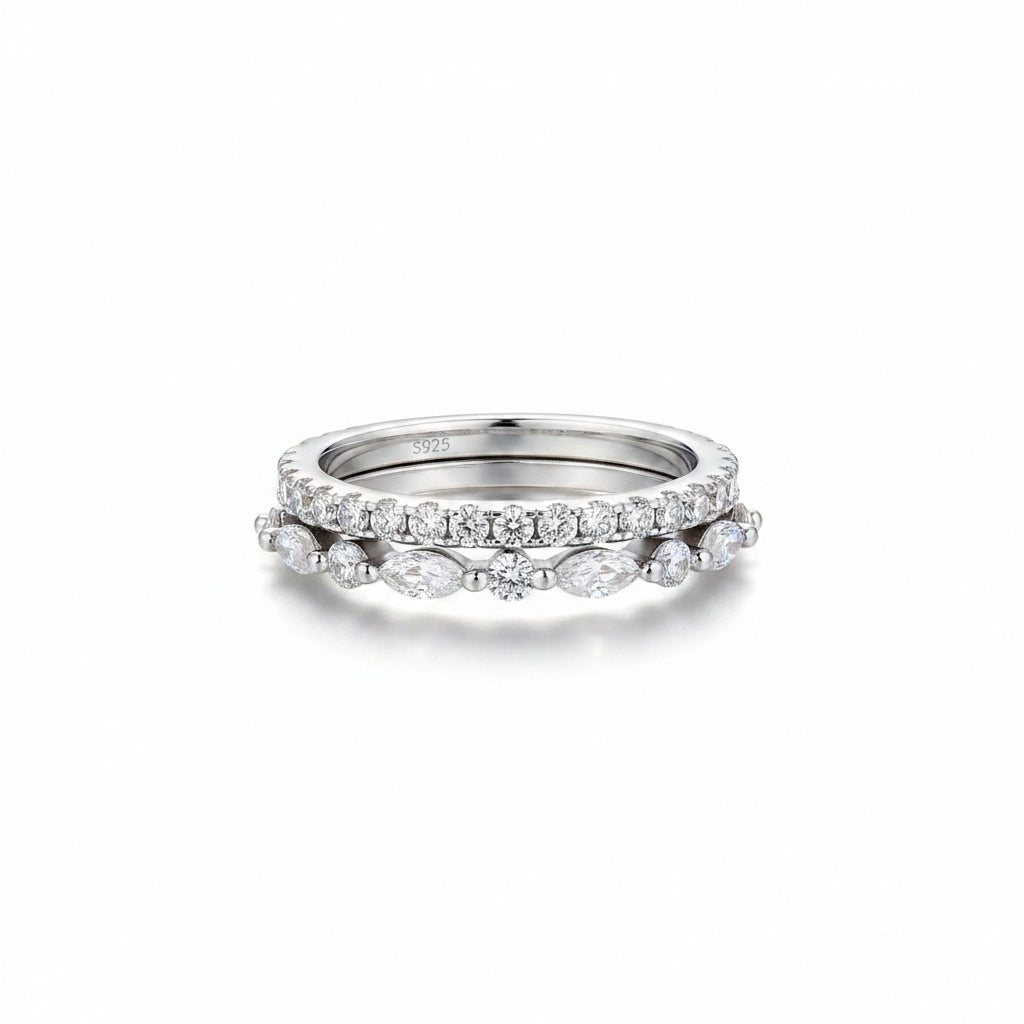Aurevyn Eternity Stackable Moissanite Diamonds Wedding Band Set
